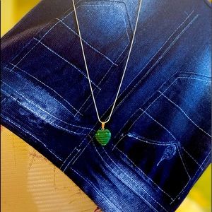 Green and Black Striped gem necklace